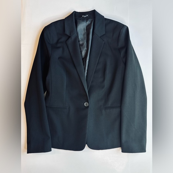 Express The Editor Studio Stretch One Button Black Women's Blazer Size 10 - Picture 10 of 16
